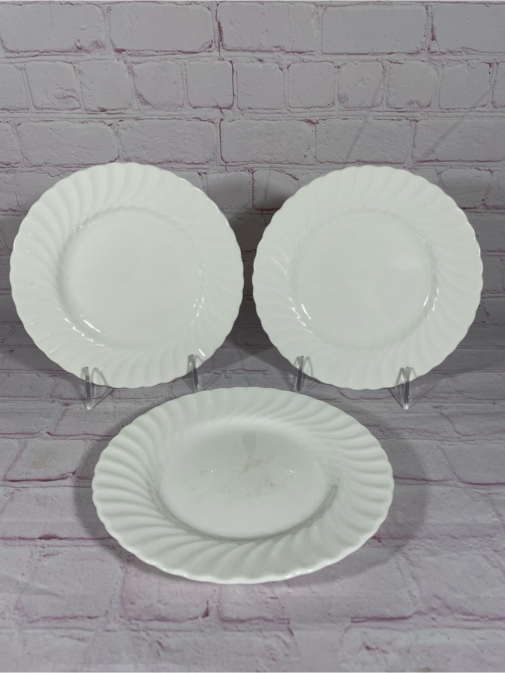 Vintage Minton White Fife Bone China 3 Salad Plates 7 7/8” England Discontinued